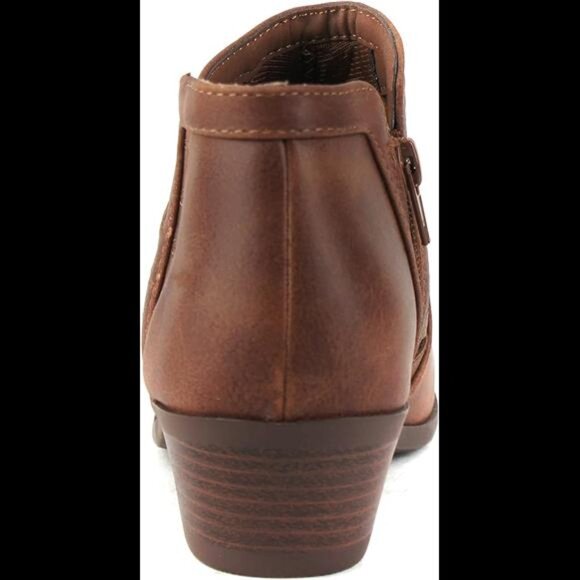 New Soda CHANCE Womens Perforated Cut Out Stacked Block Heel Ankle Booties - Picture 2 of 5